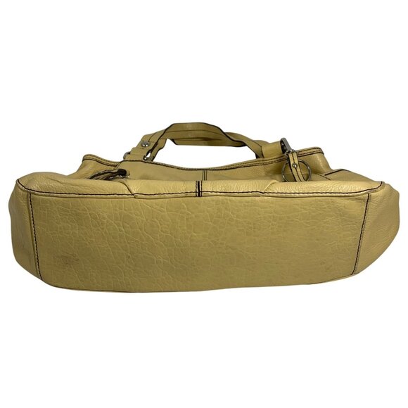 ETIENNE AIGNER Yellow Leather Shoulder Bag Multiple Zipper Pockets Double Handle - Picture 4 of 12